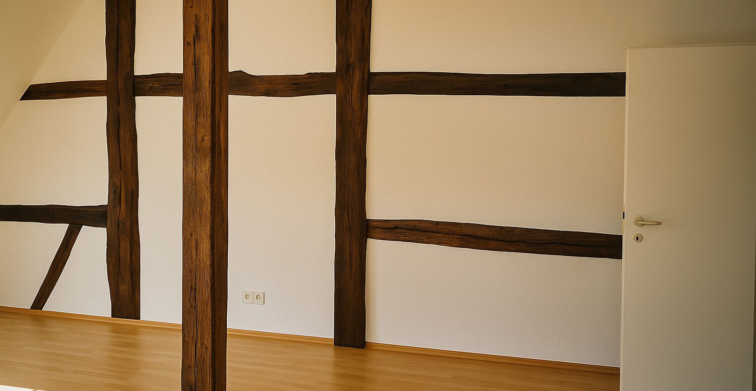 Wohnzimmer mit Fachwerk