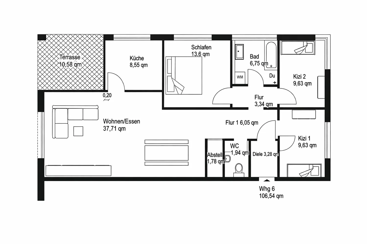 Grundriss Wohnung 6, DG