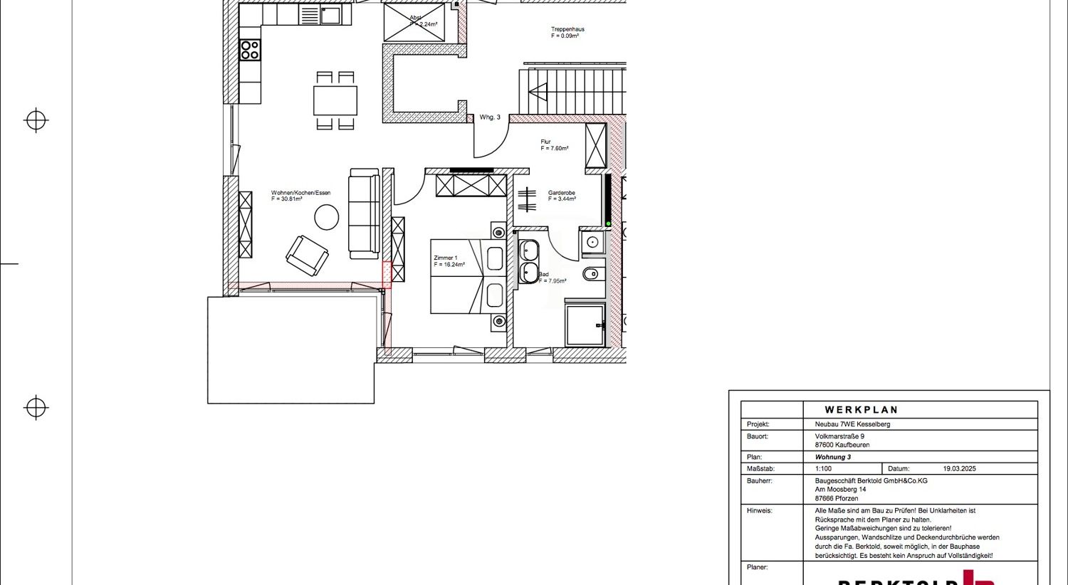 Grundriss 2 Zimmer WE Volkmarstr  OG