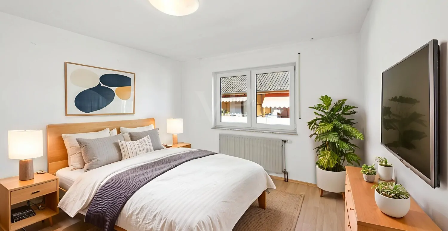 Schlafzimmer mit virtuellem Wohnbeispiel