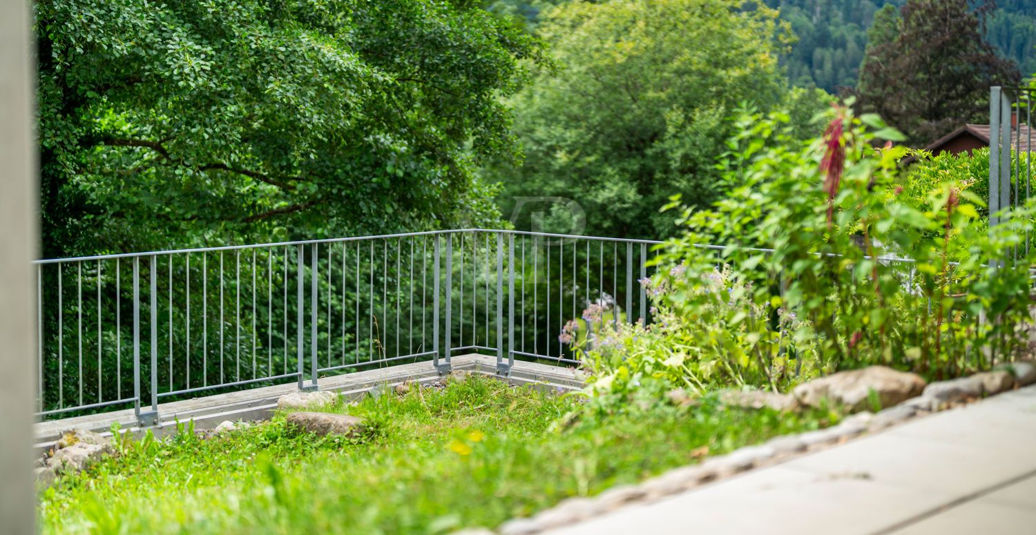 Blick von der Terrasse ins Grüne