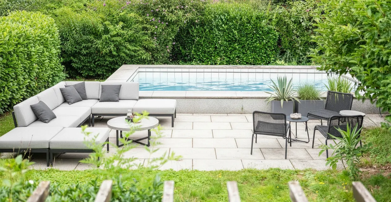 Blick auf den Außenpool-Visualisierung