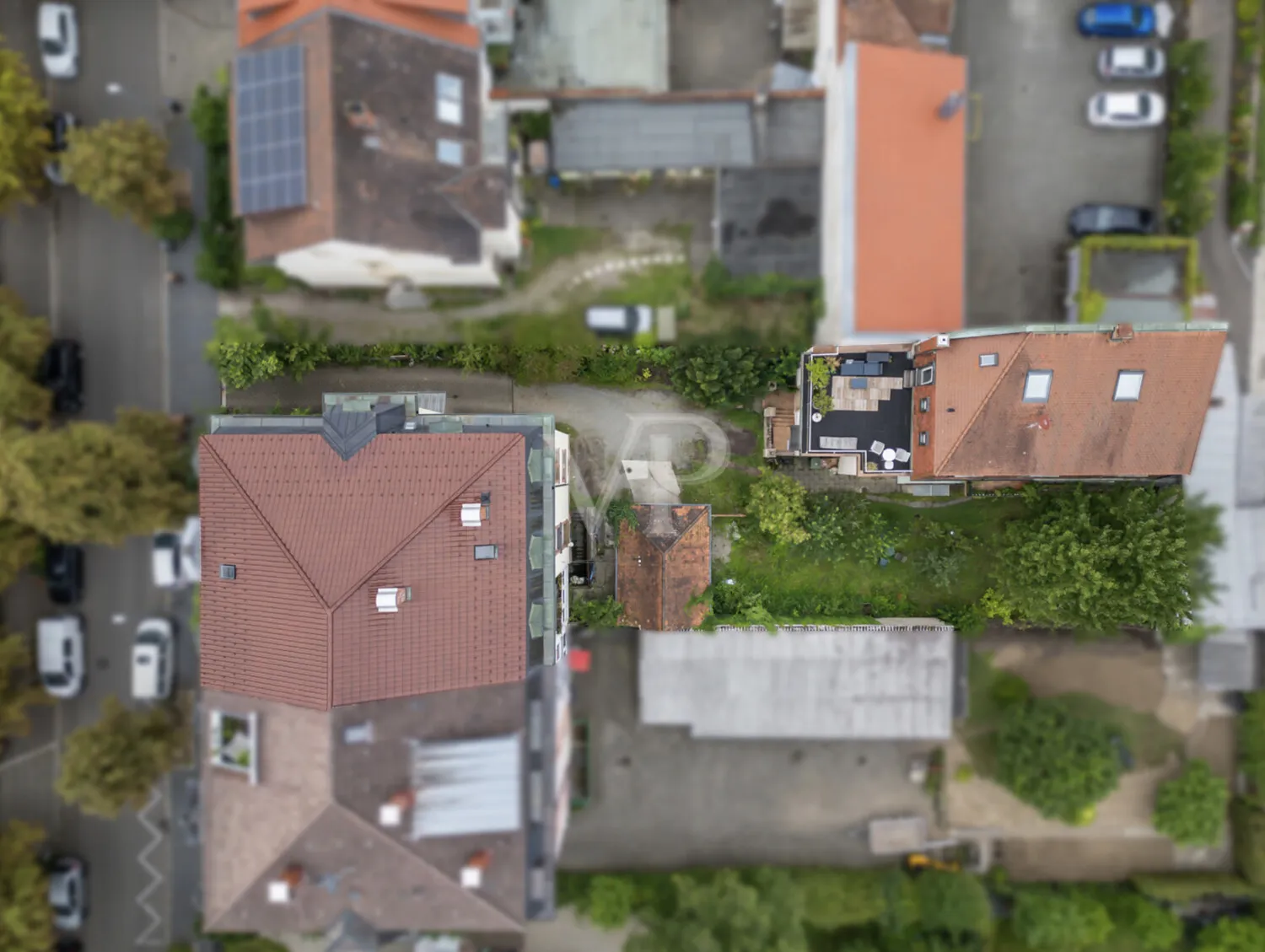 Luftaufnahme mit Blick auf das Hinterhaus