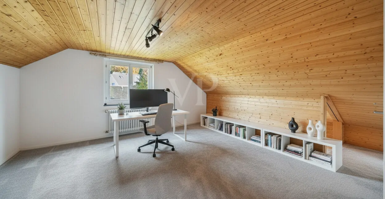Arbeitszimmer im Dachgeschoss-Visualisierung