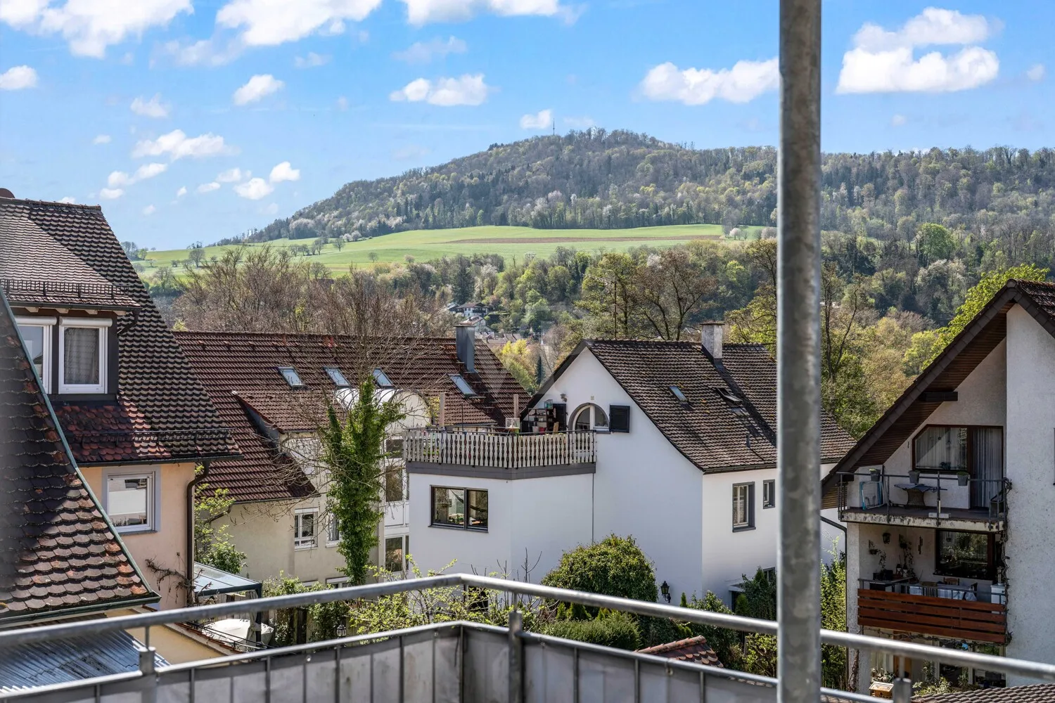 Ausblick vom Balkon auf den Schönberg