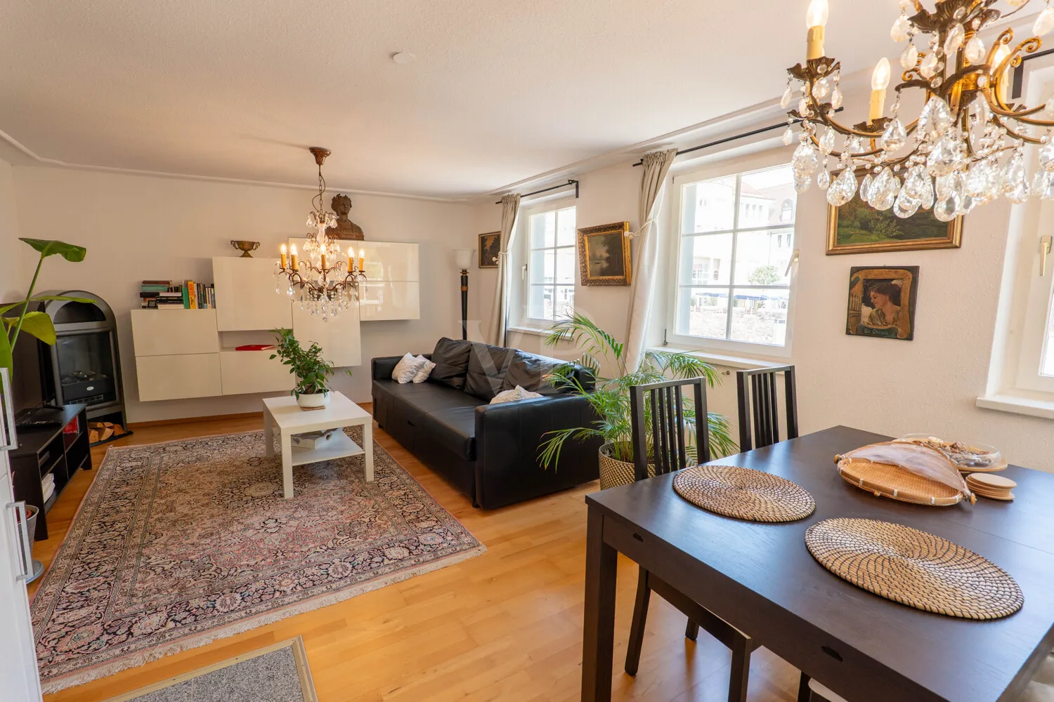 Wohnzimmer im 2. Obergschoss mit Blick aufs Münster