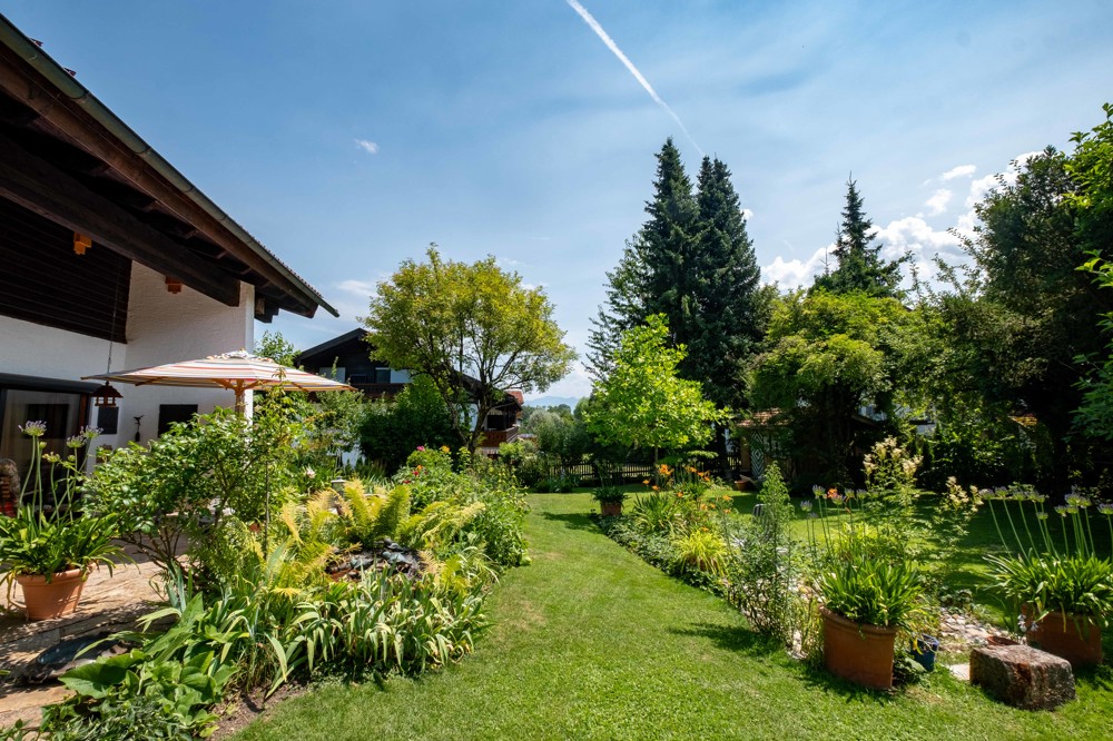 Terrasse und insektenfreundlicher Gartenteich