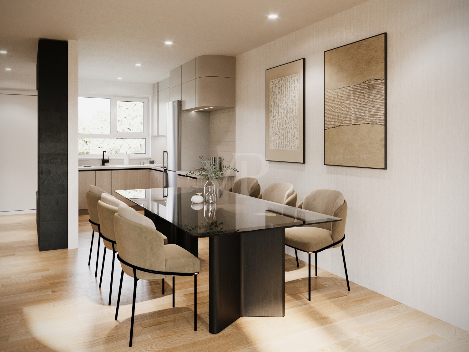 Visualisierung Esszimmer mit Küche