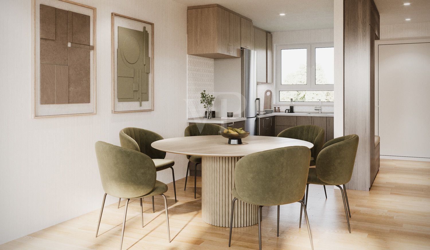 Visualisierung Esszimmer mit Küche
