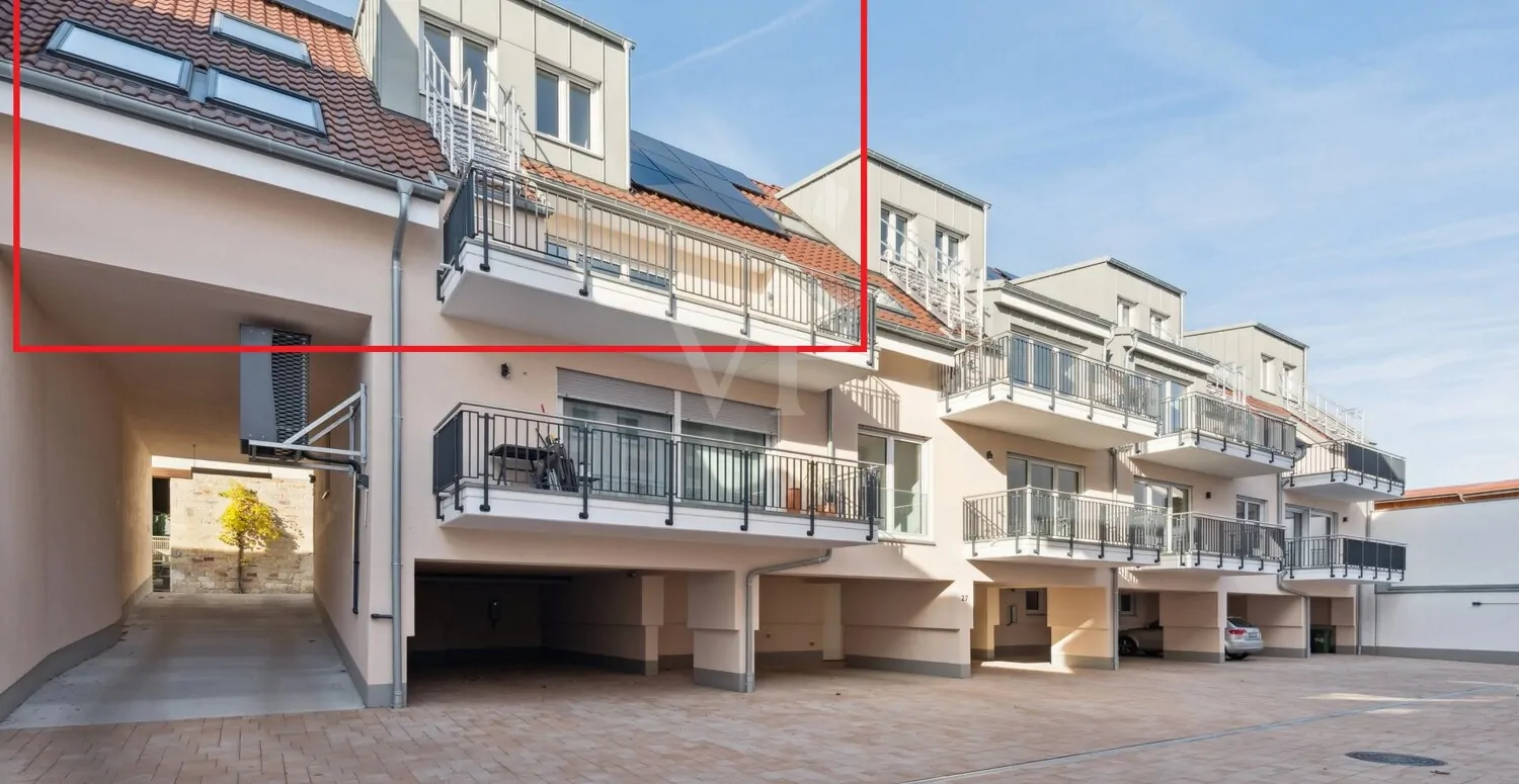 Hinteransicht mit Lage der Wohnung