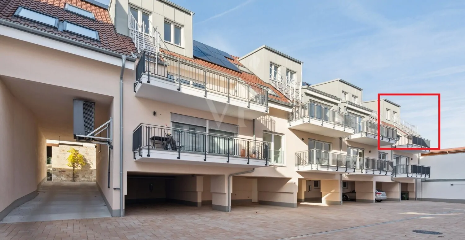 Hinteransicht mit Lage der Wohnung