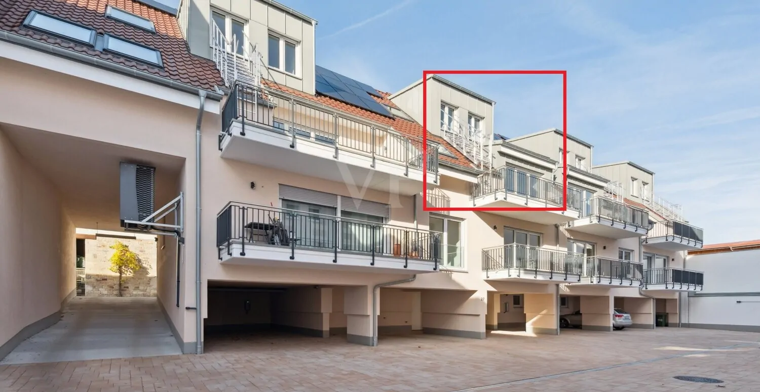 Hinteransicht mit Lage der Wohnung