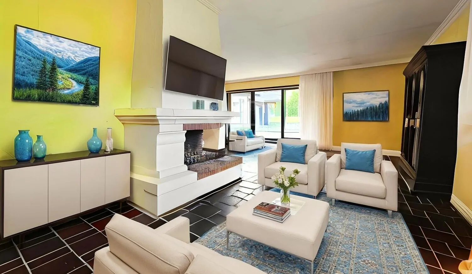 Beispielmöbelierung Kaminecke