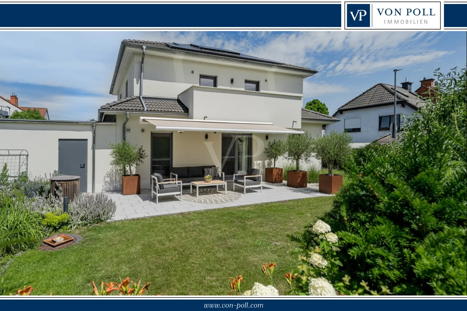 Terrassenansicht mit Möblierungsbeispiel