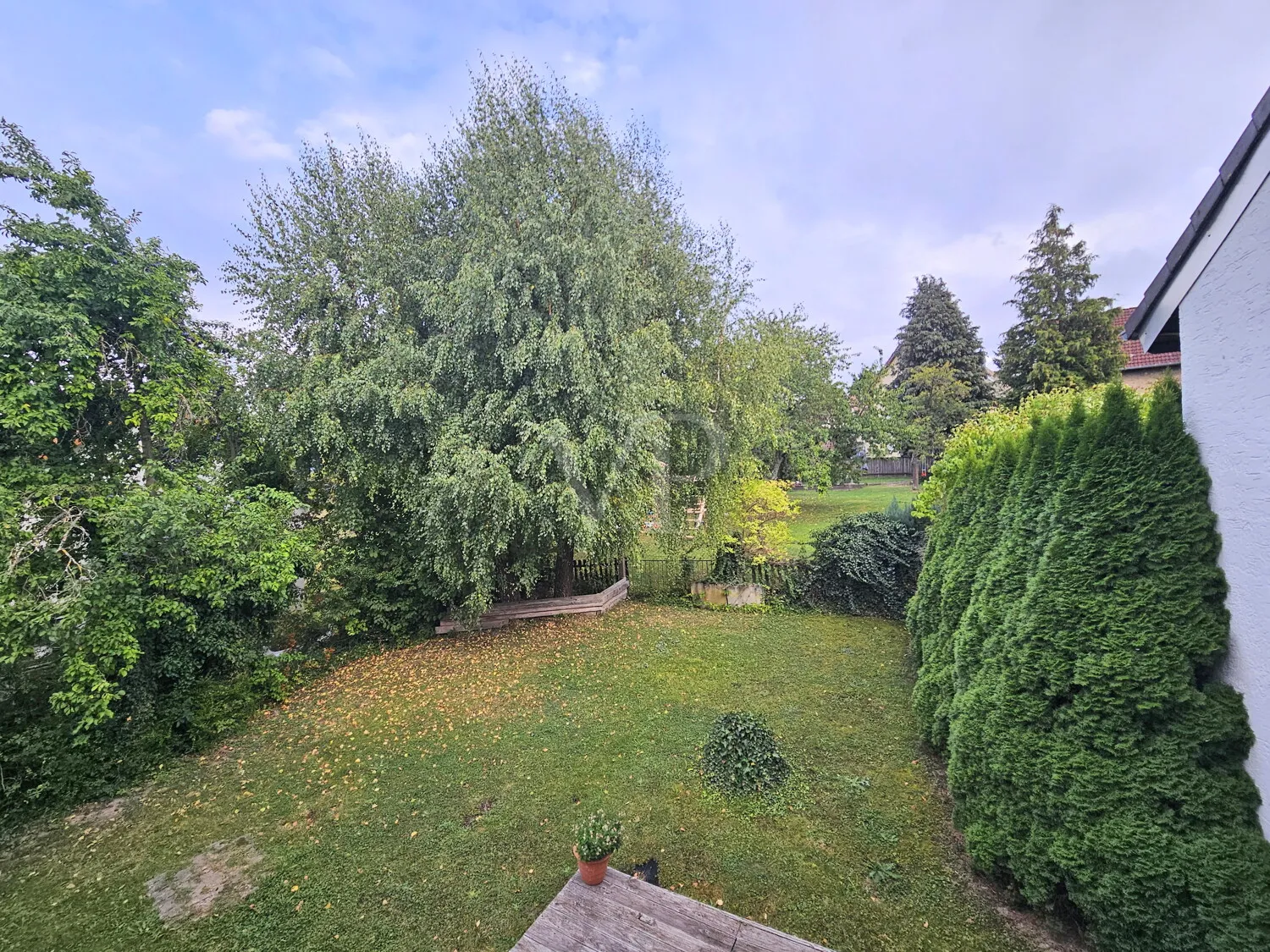 Idyllischer Garten hinter dem Haus