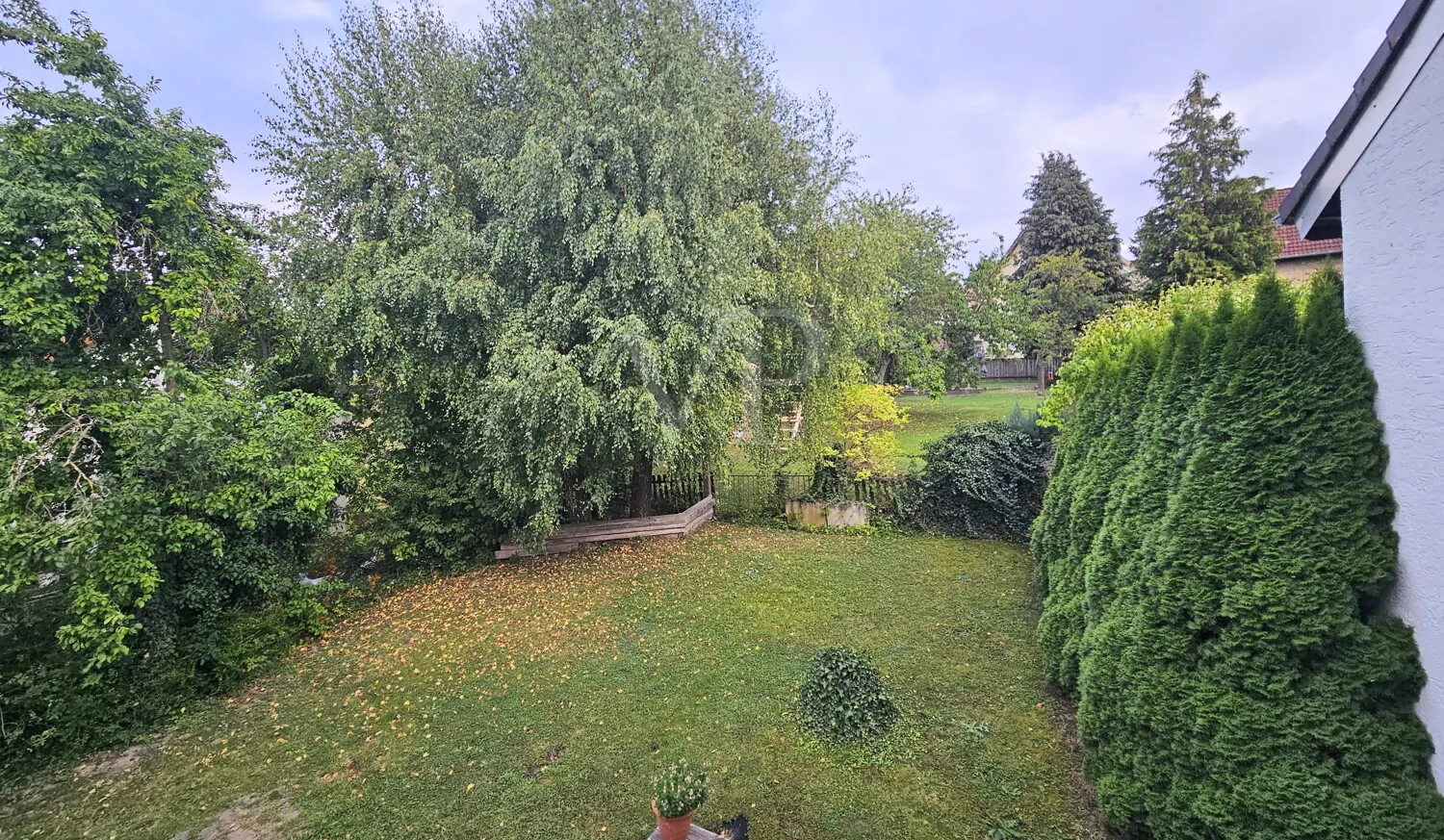 Idyllischer Garten hinter dem Haus