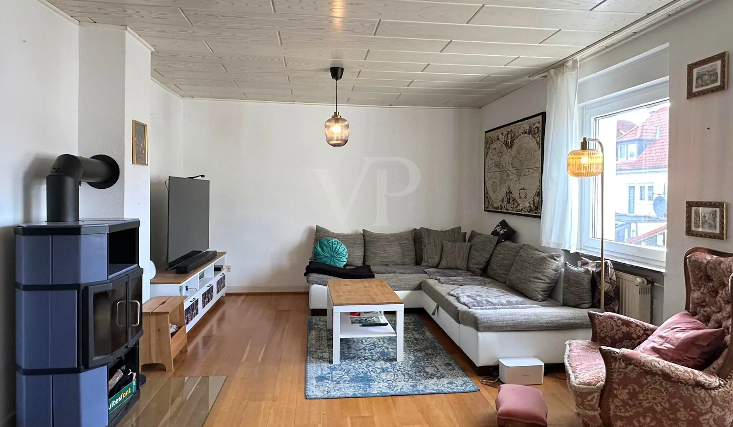 Wohn-Essbereich in der Maisonette-Wohnung