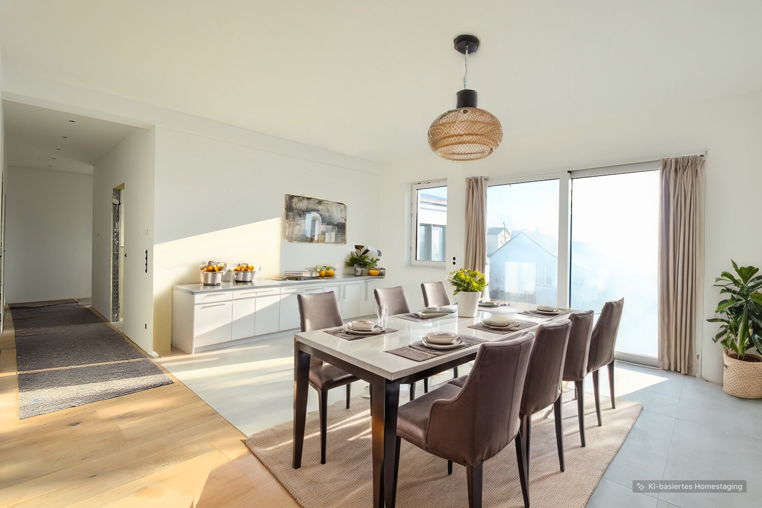 Küche mit Zugang zum Balkon_KI