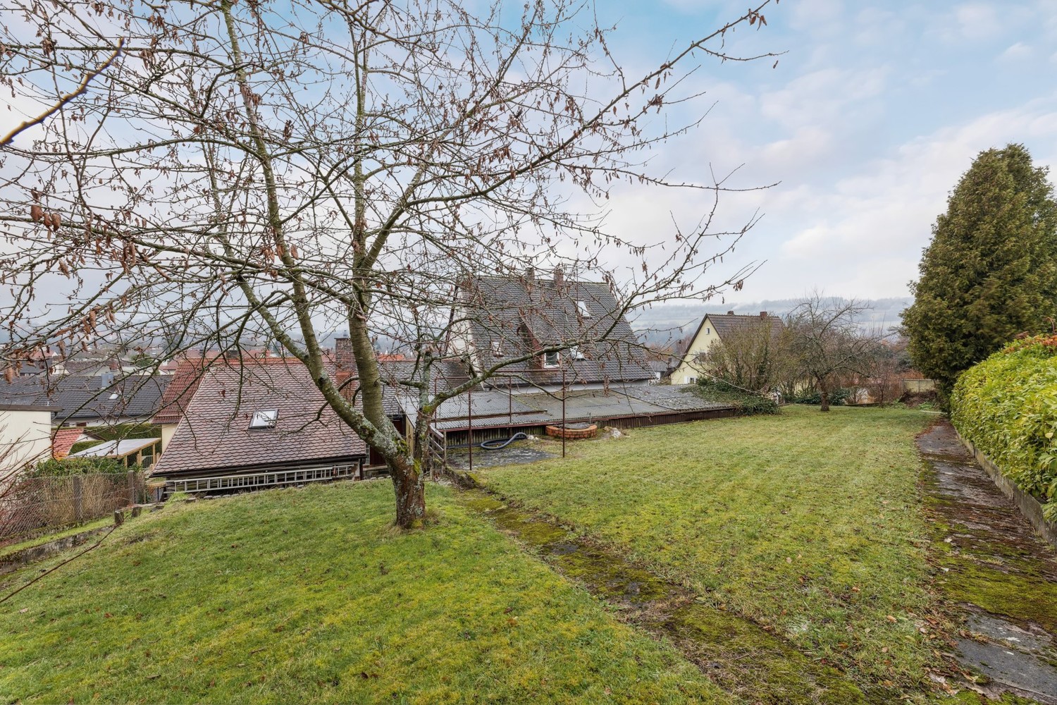 Gartenblick mit ebener Fläche