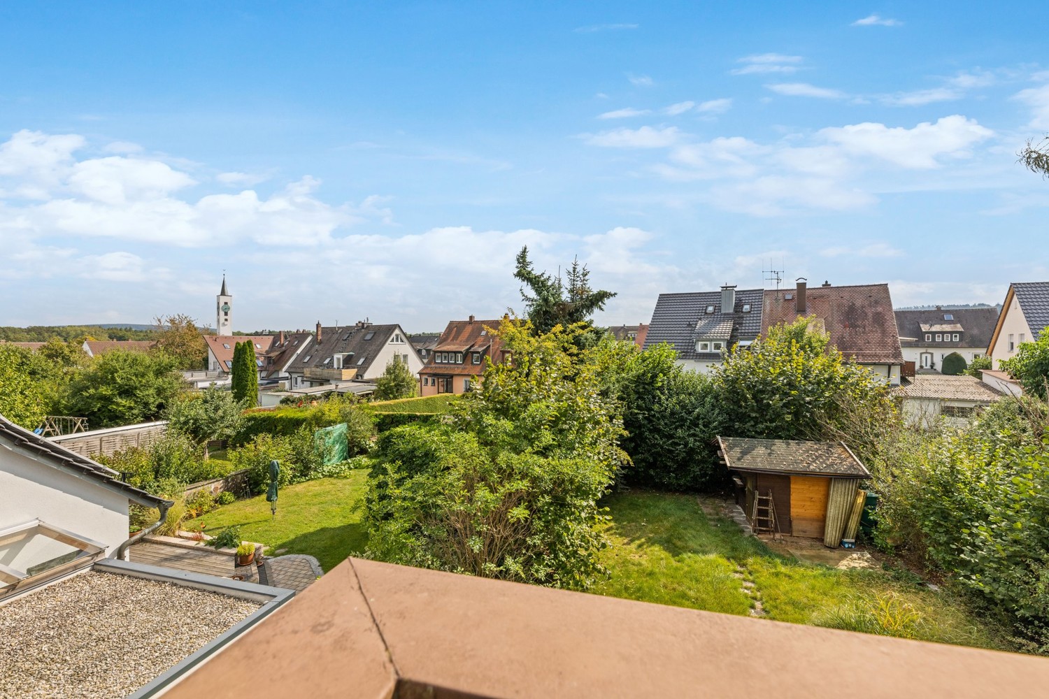 Balkonblick auf Garten