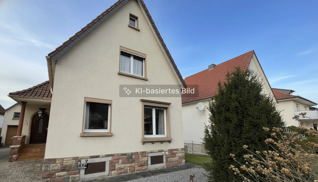 Vorderansicht mit Blick zur Garage Neu