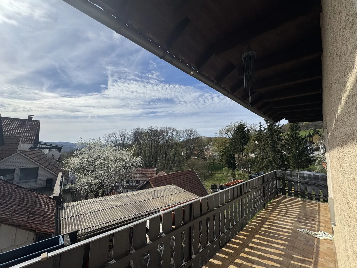 Blick vom Anbau ins Grüne