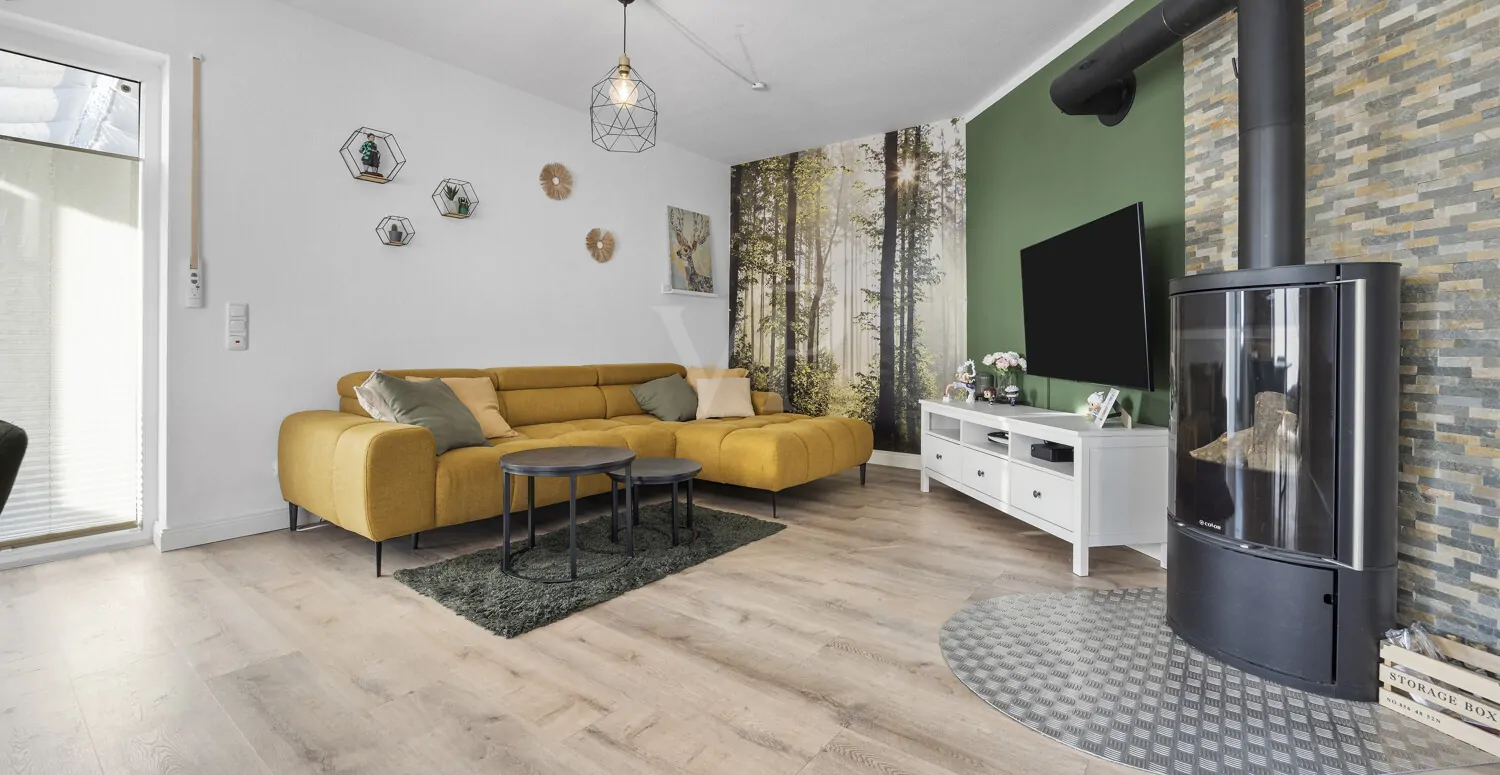 Wohnbereich mit Kamin