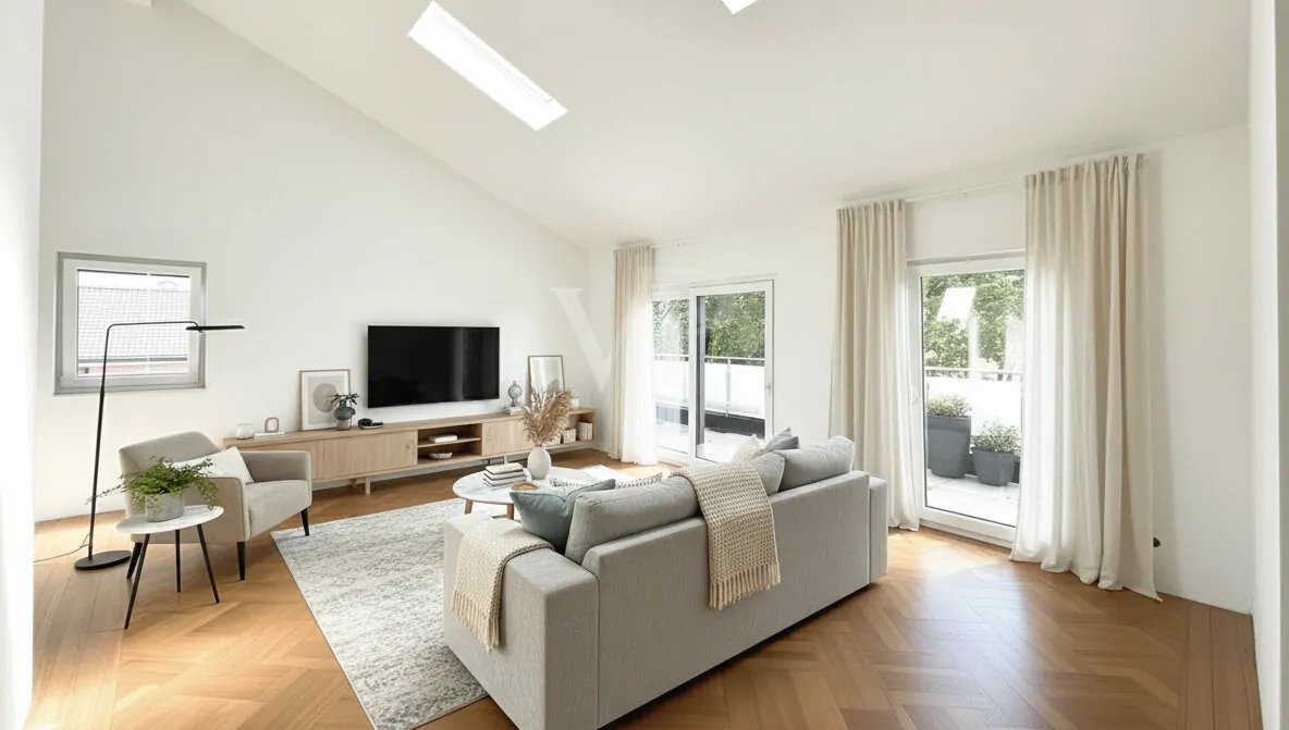 Großzügiger Wohnbereich KI generiertes Bild