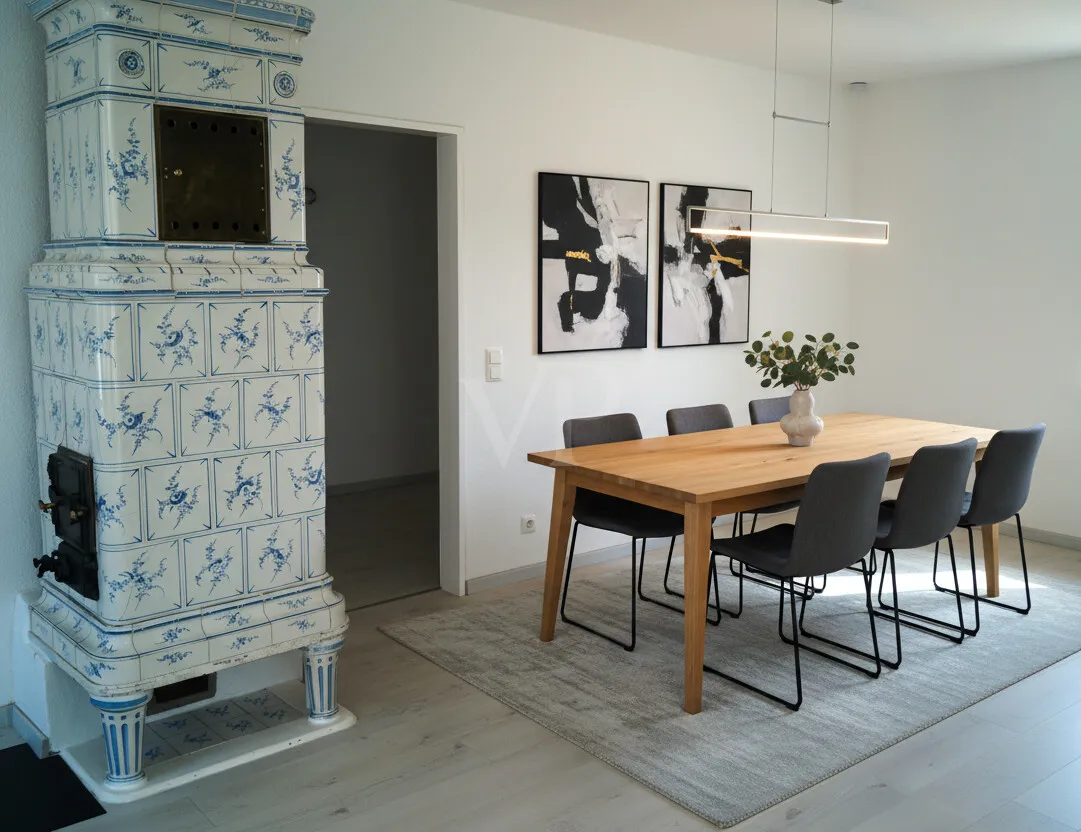 41 Kamin im Essbereich KI generiertes Bild