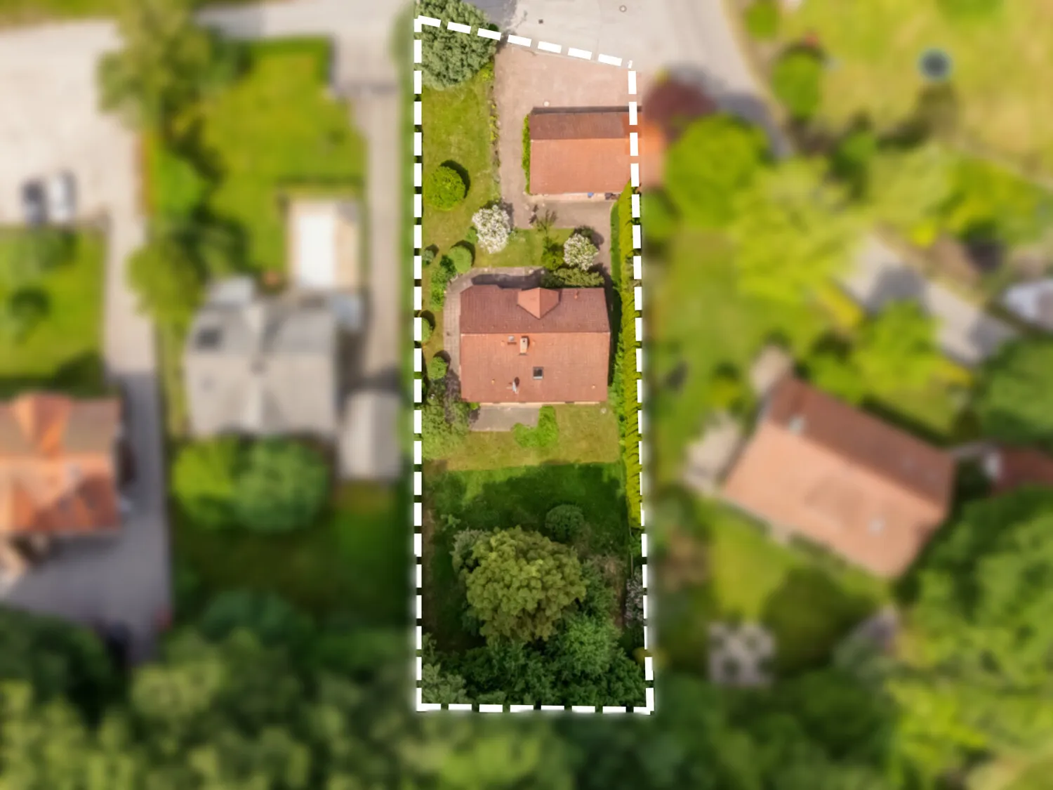 Vogelperspektive Haus und Grundstück