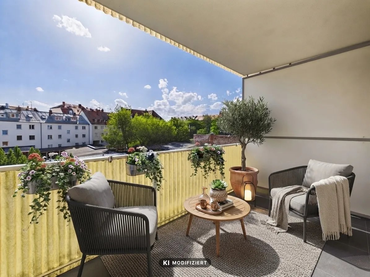 Balkon (KI möbiliert)