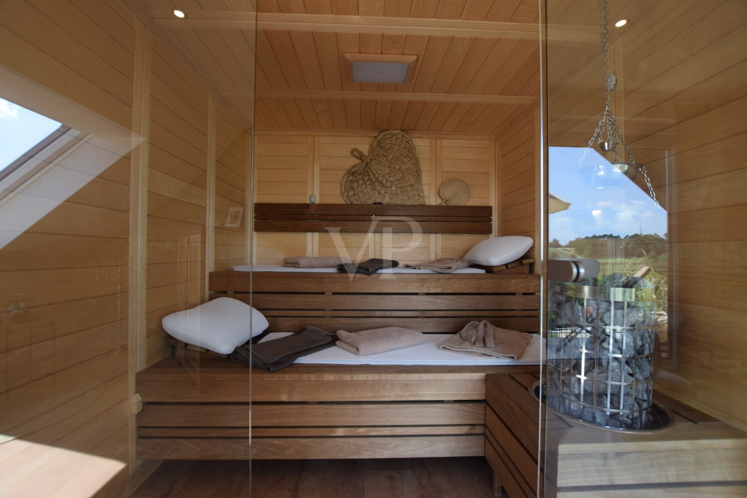Schlafzimmer mit Sauna