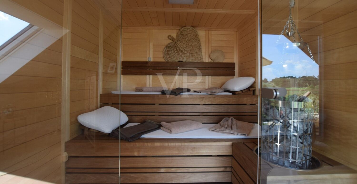 Schlafzimmer mit Sauna