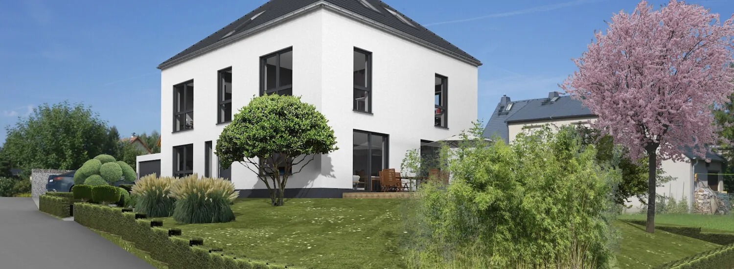 Außenansicht mit Gartenblick