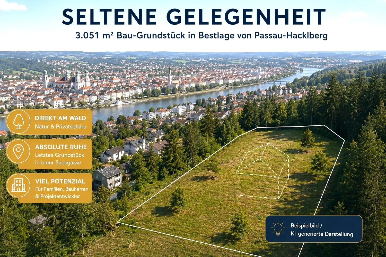 3.000 m² in Bestlage PA-Hacklberg | Seltenes Bau-Grundstück mit Entwicklungspotenzial