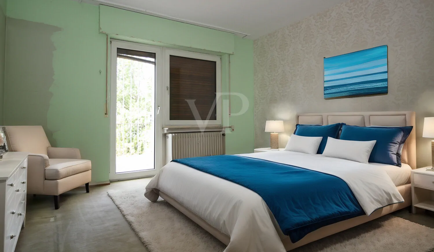 Schlazimmer eingerichtet