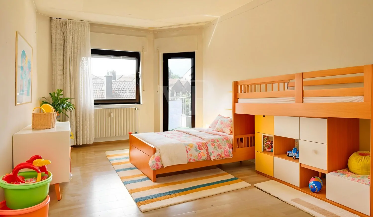 Kinderzimmer mit Möblierungsbeispiel