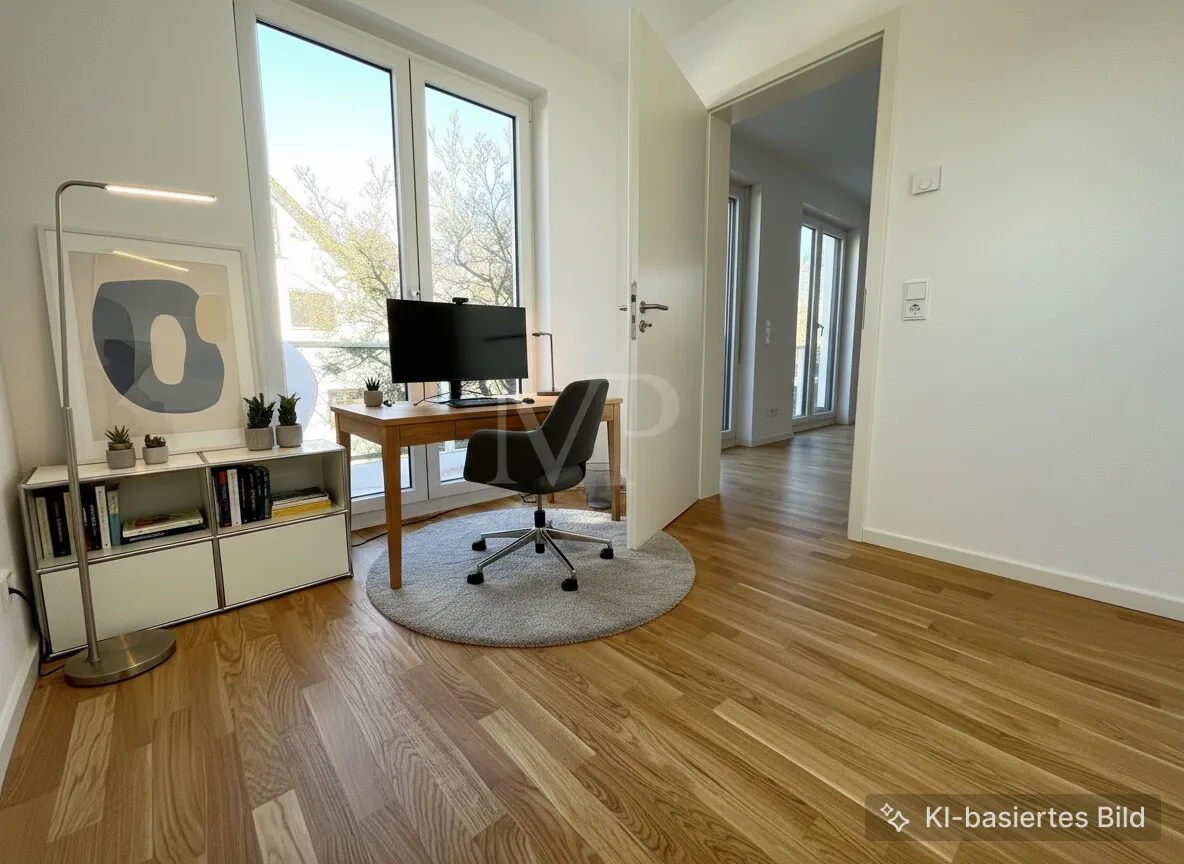 Arbeits- und Gästezimmer mit Ausgang zum seitlichen Balkon