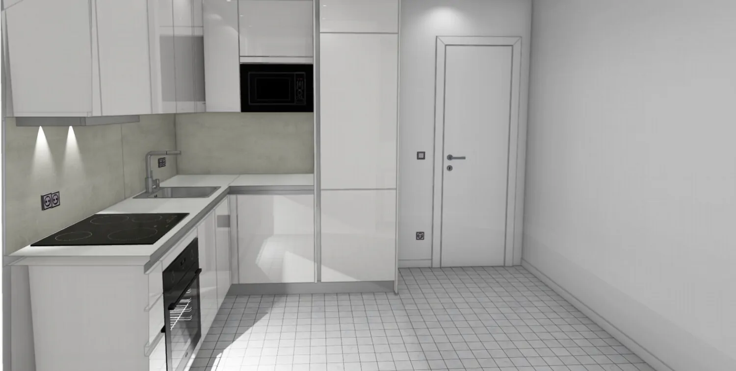 neue Einbau-Küche als Rendering