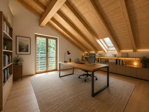 Homeoffice Dachgeschoss- Idee unterstützt durch KI