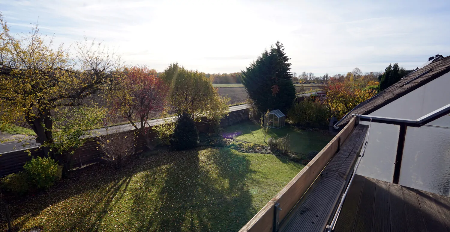 Ausblick vom Balkon im Obergeschoss