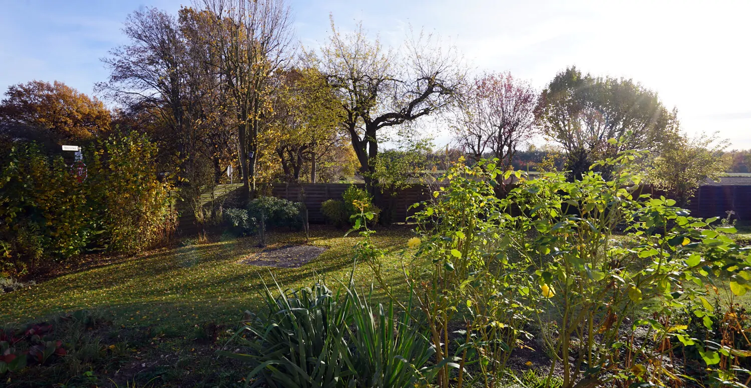 Ausblick von der Terrasse im Erdgeschoss