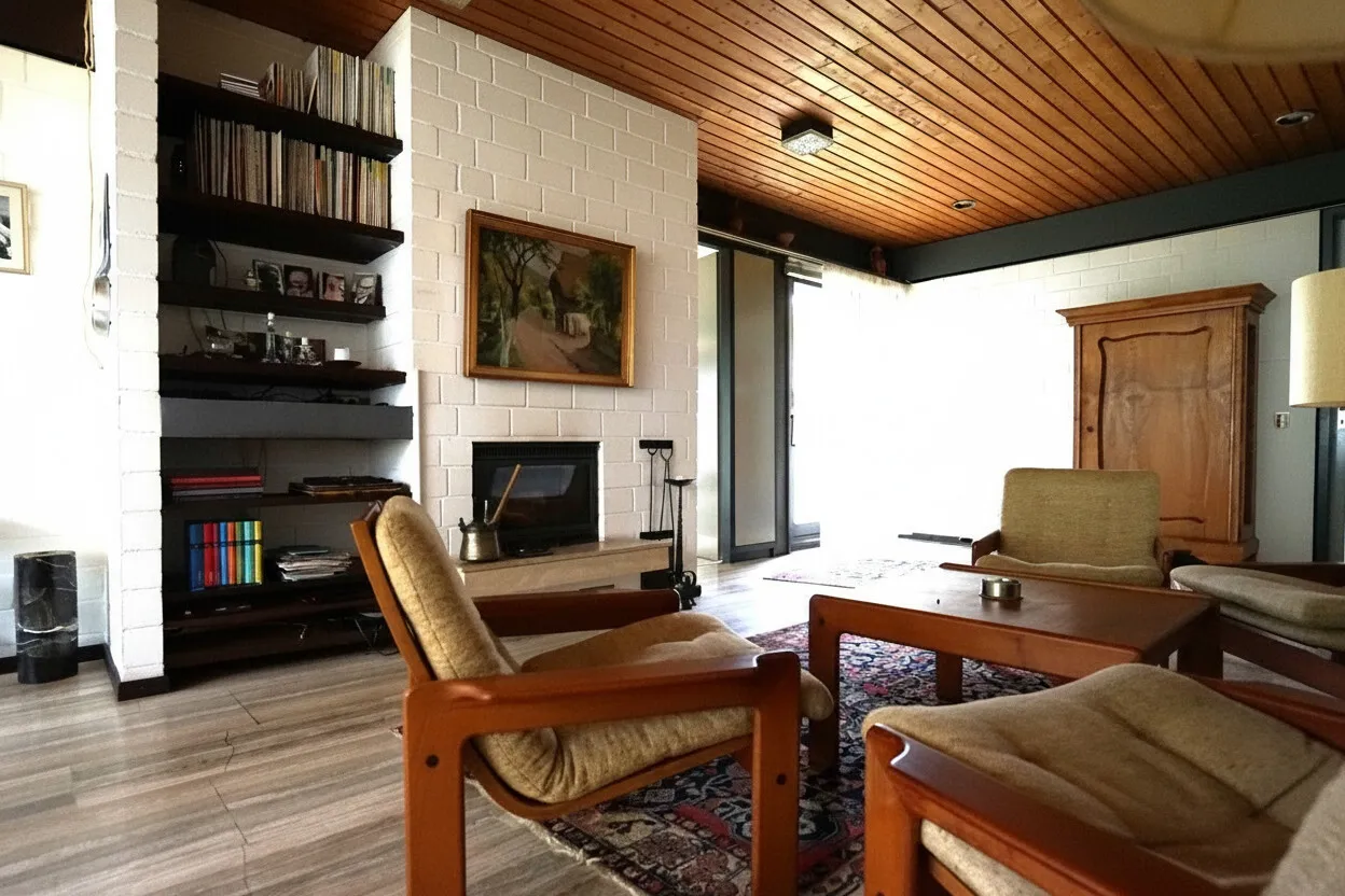 Kaminzimmer mit angrenzendem Esszimmer