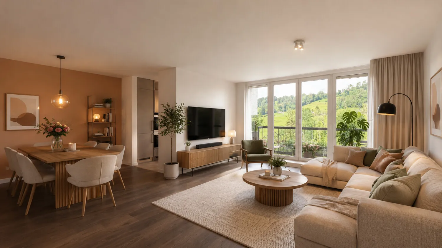 Wohnzimmer mit KI eingerichtet