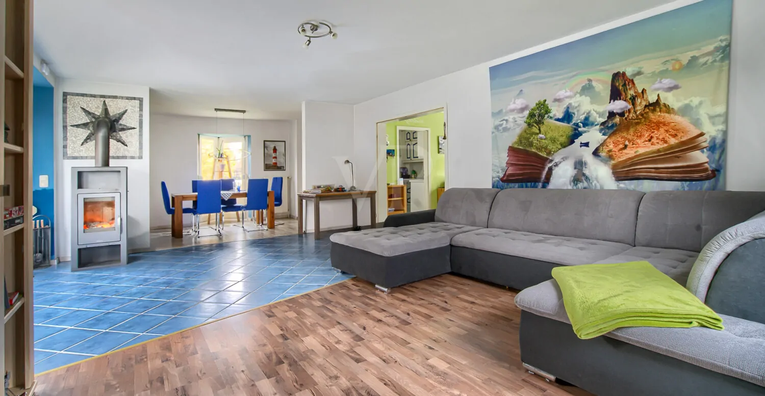 Wohnbereich mit Kamin