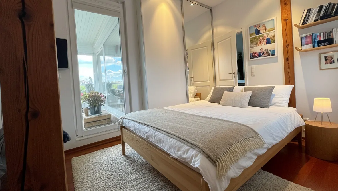 Schlafzimmer mit Zugang zur Loggia