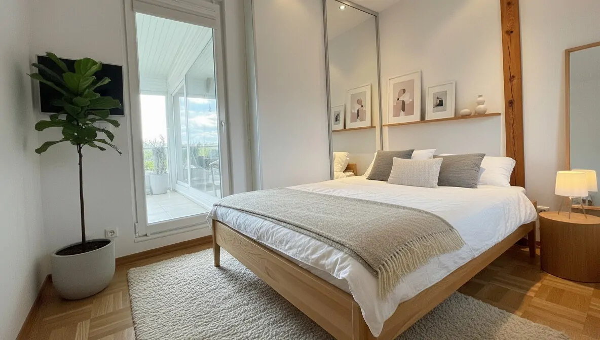 Schlafzimmer mit Zugang zur Loggia