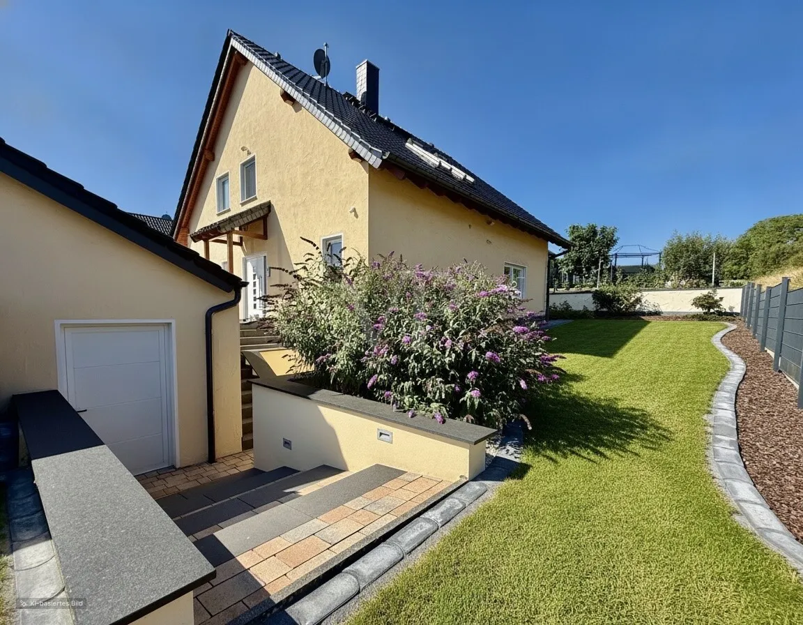 hinterer Garten mit Zugang zur Garage