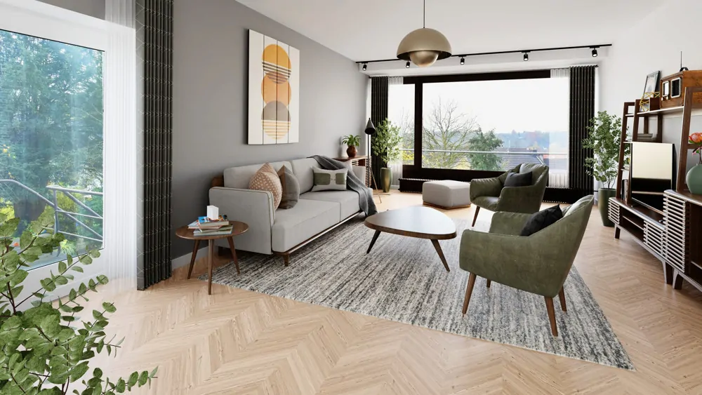 Wohnzimmer- Visualisierung eine Einrichtungsvorschlags