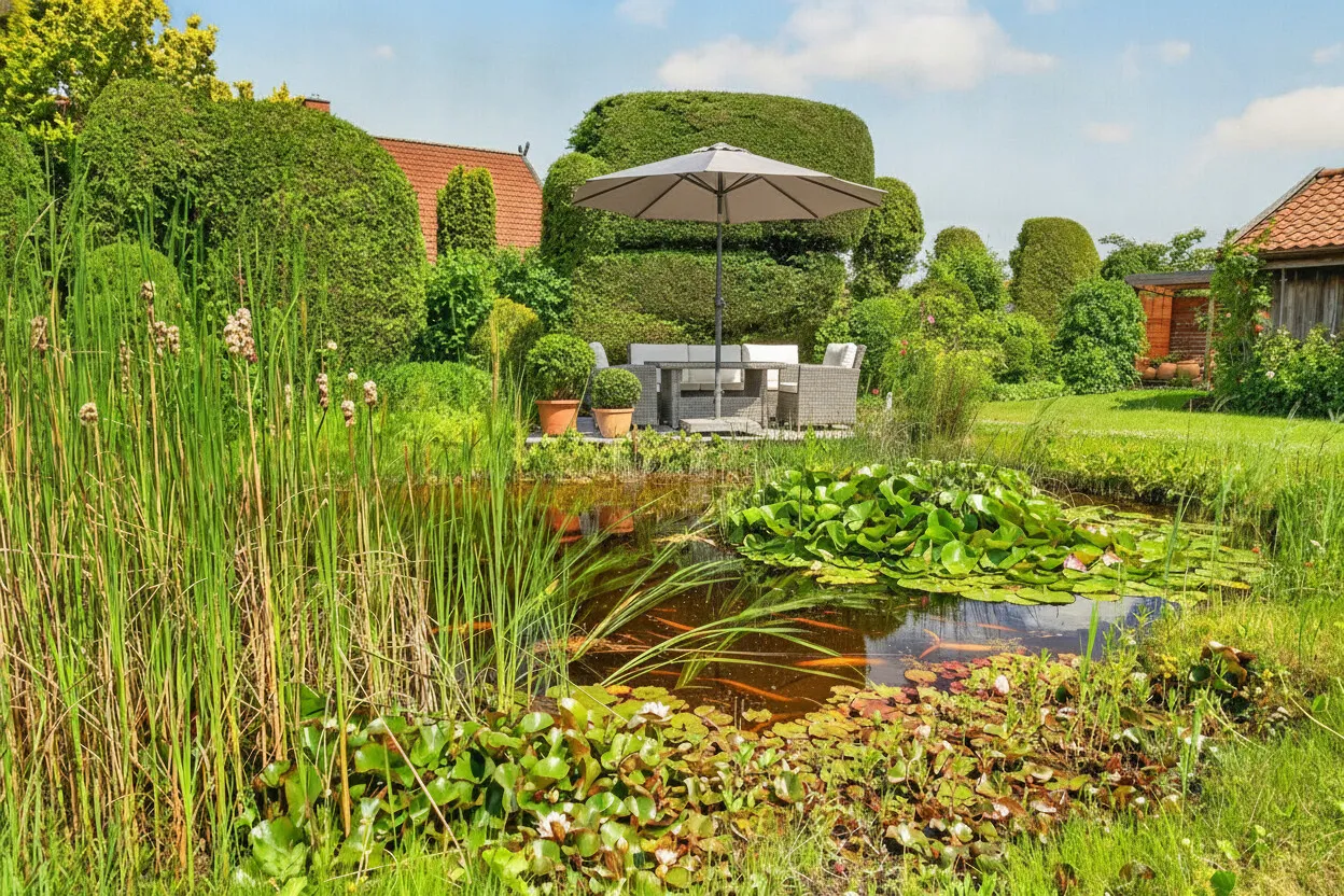 Freisitz am Gartenteich - Möblierungsbeispiel